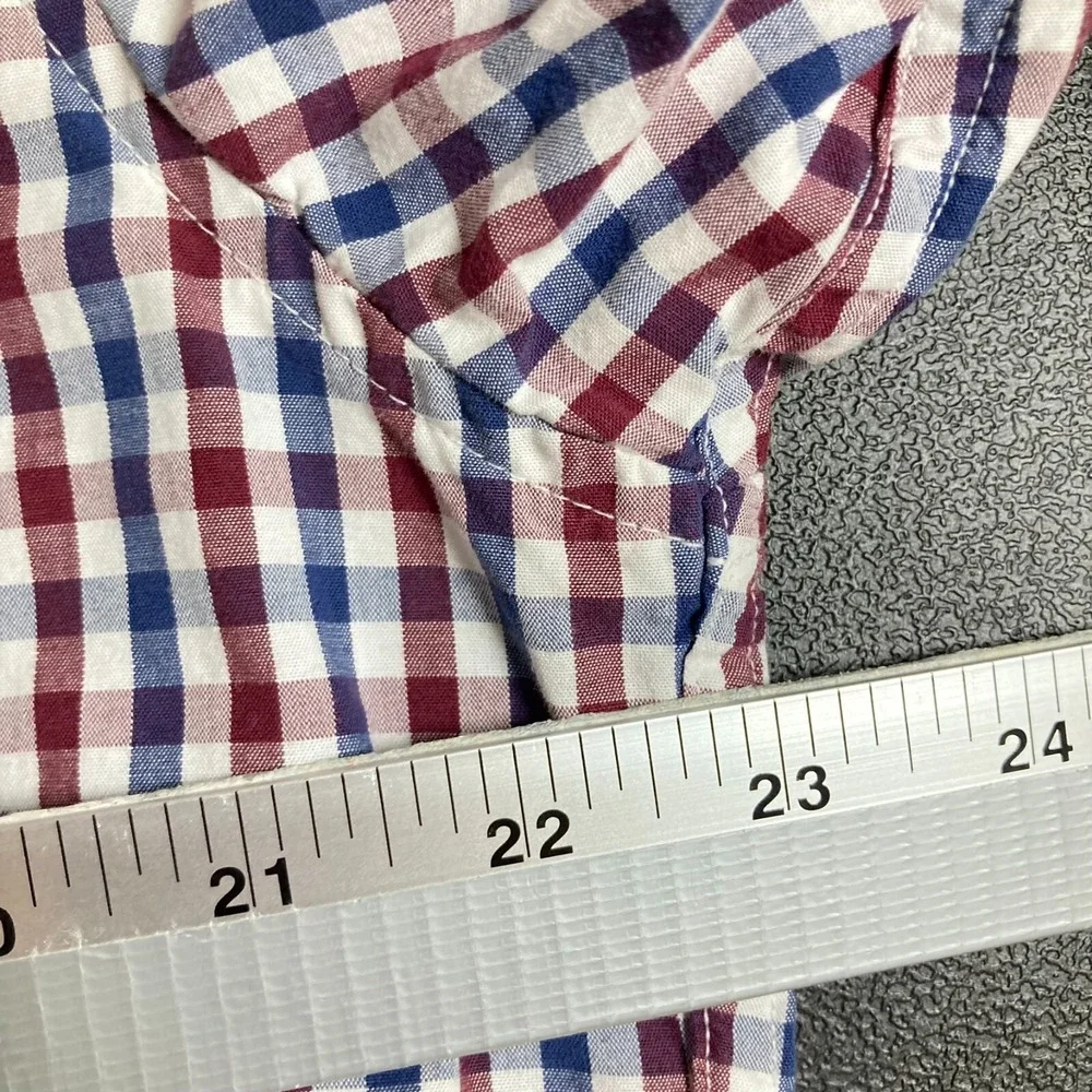 J Crew‎ Plaid Shirt Men XL Button Down Short Sleeve Preppy July 4 Americana